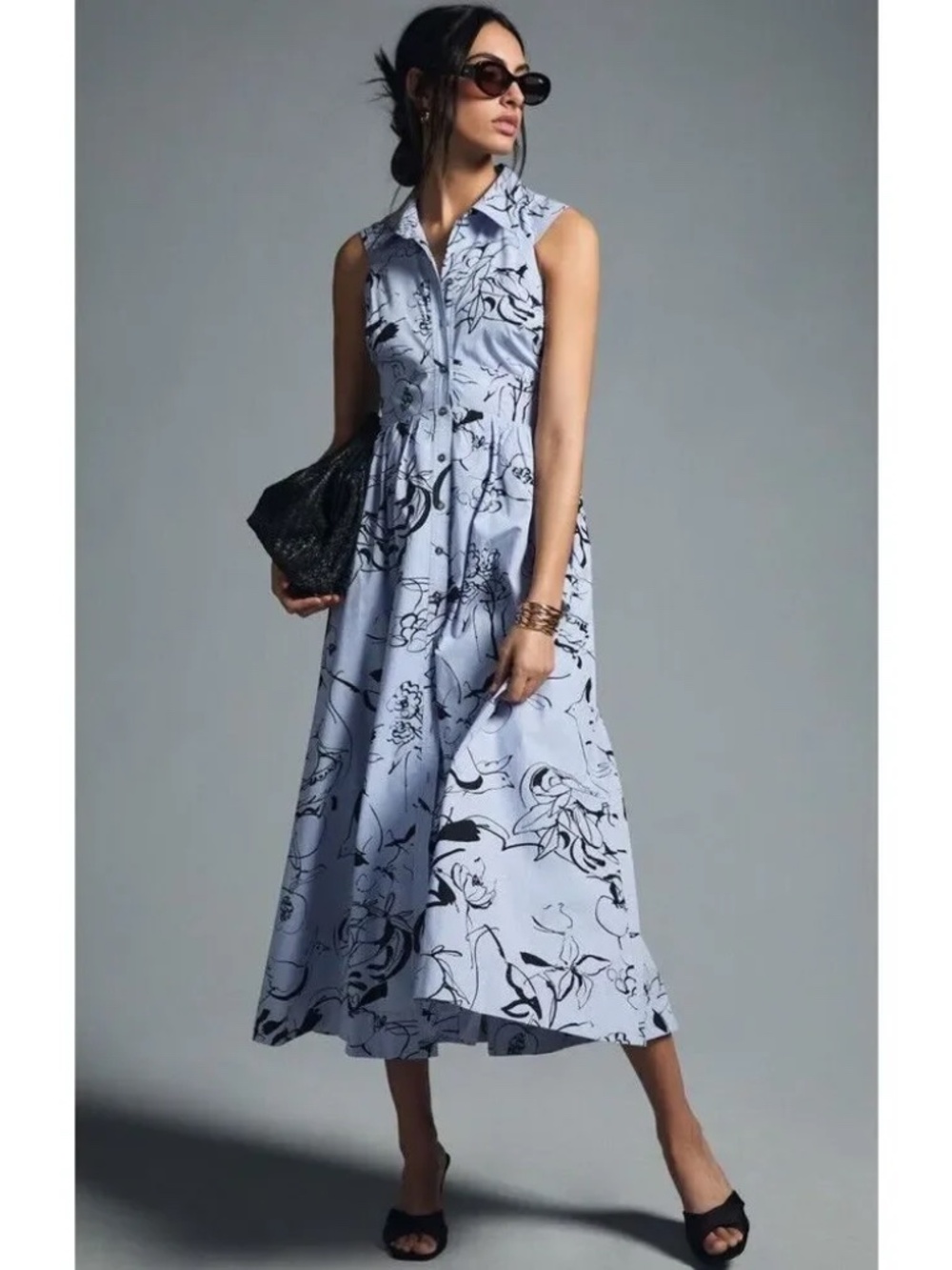 Anthropologie Maeve Collared Sleeveless Shirt Dress